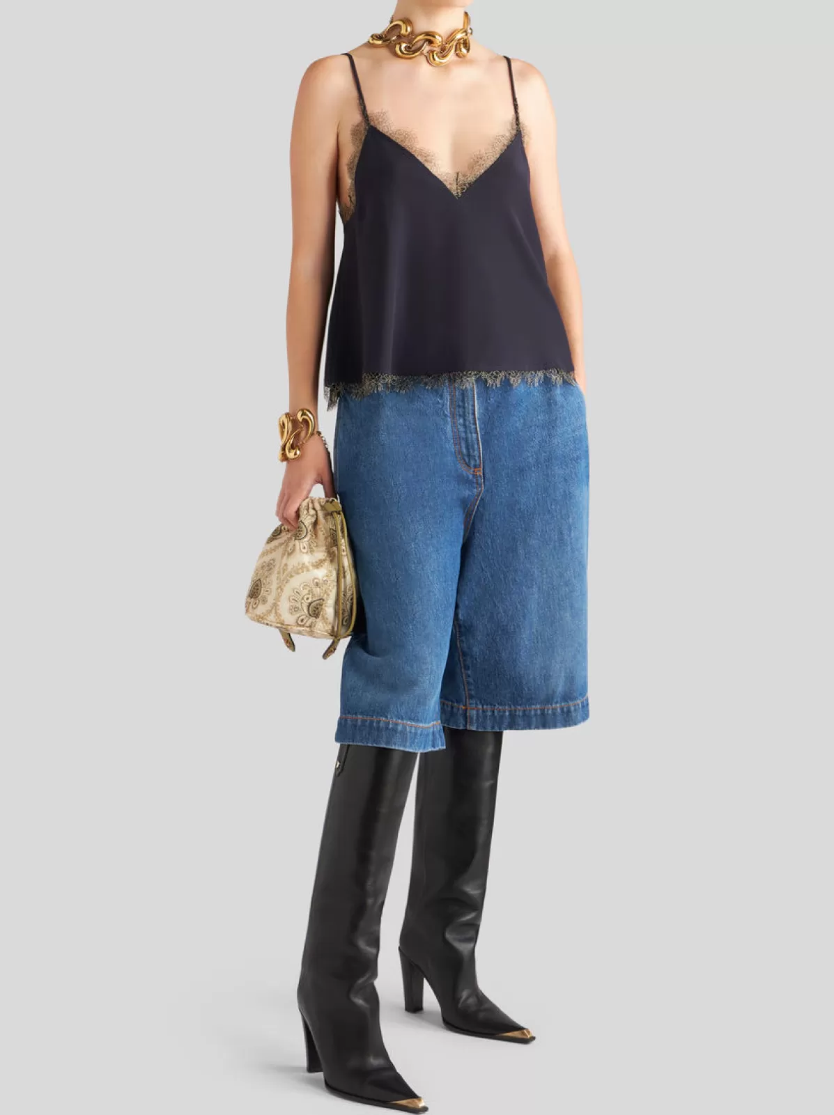 Donna Etro TOP IN CRÊPE DE CHINE CON DETTAGLI IN PIZZO |