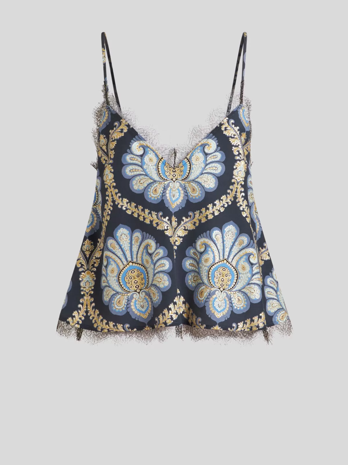 Donna Etro TOP IN SETA STAMPATA CON DETTAGLI IN PIZZO |