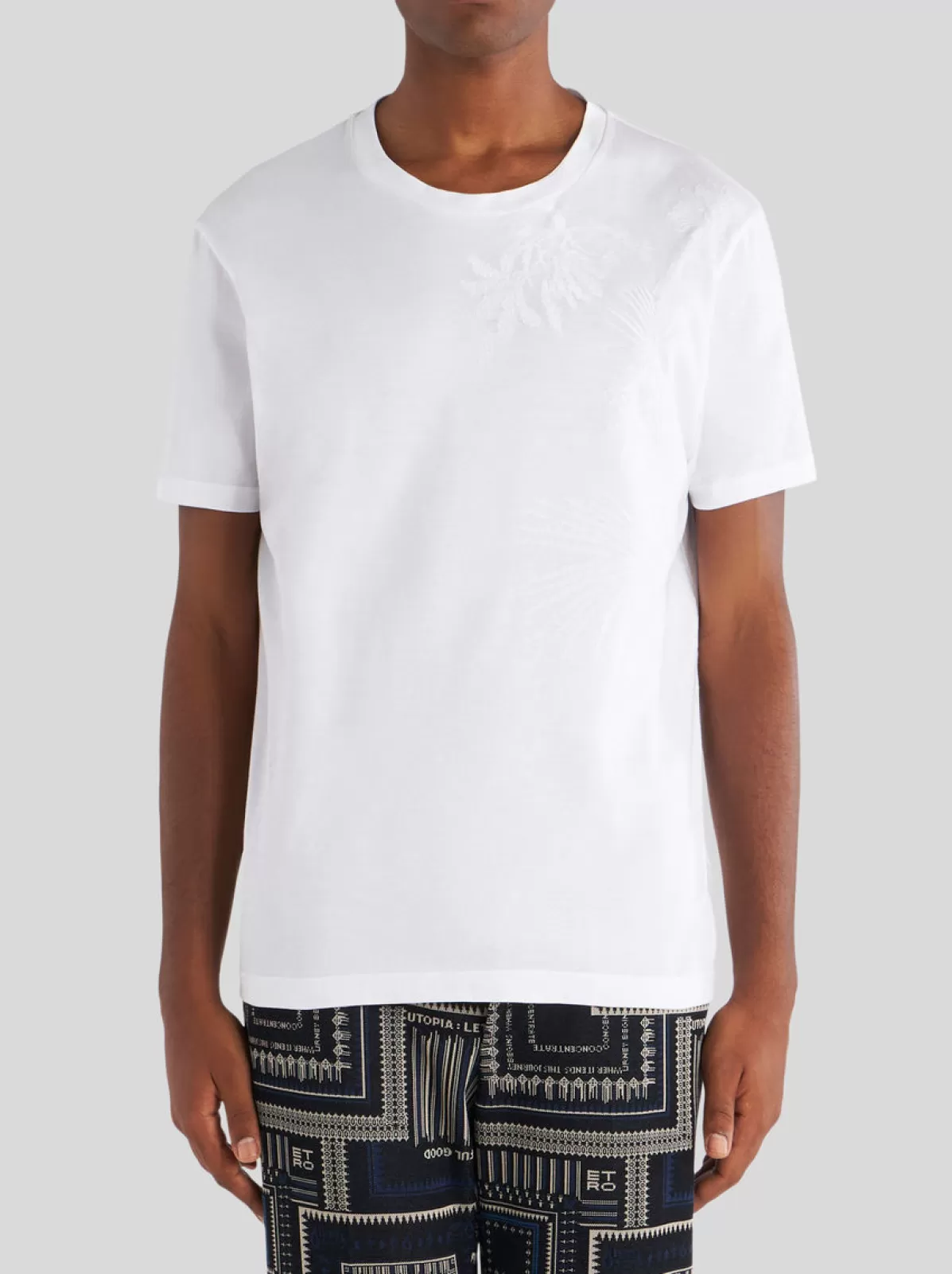 Uomo Etro T-shirt Con Ricamo Floreale Ton-sur-ton | Uomo |