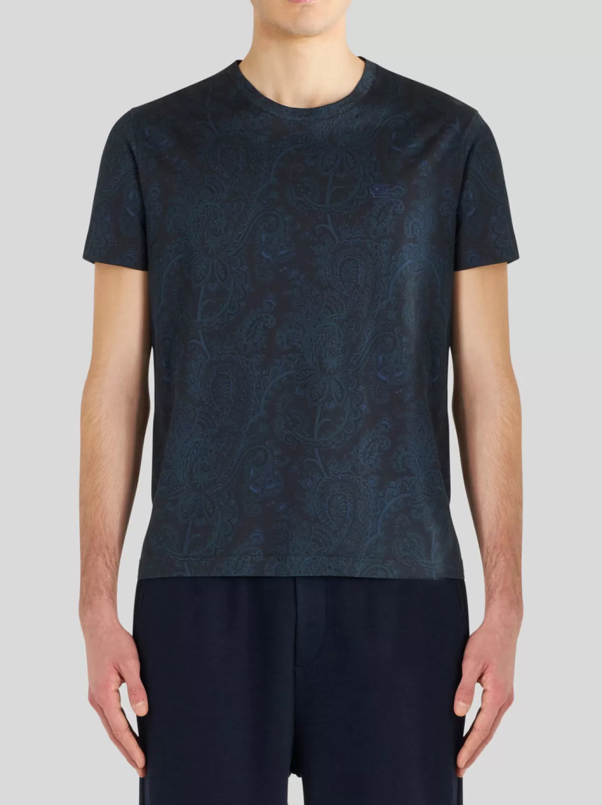 Uomo Etro T-shirt In Cotone Paisley | Uomo | Blu |