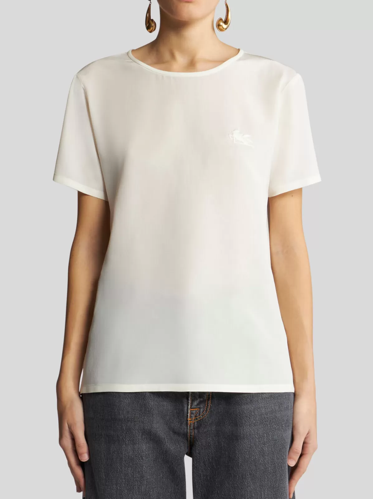 Donna Etro T-SHIRT IN CRÊPE DE CHINE |