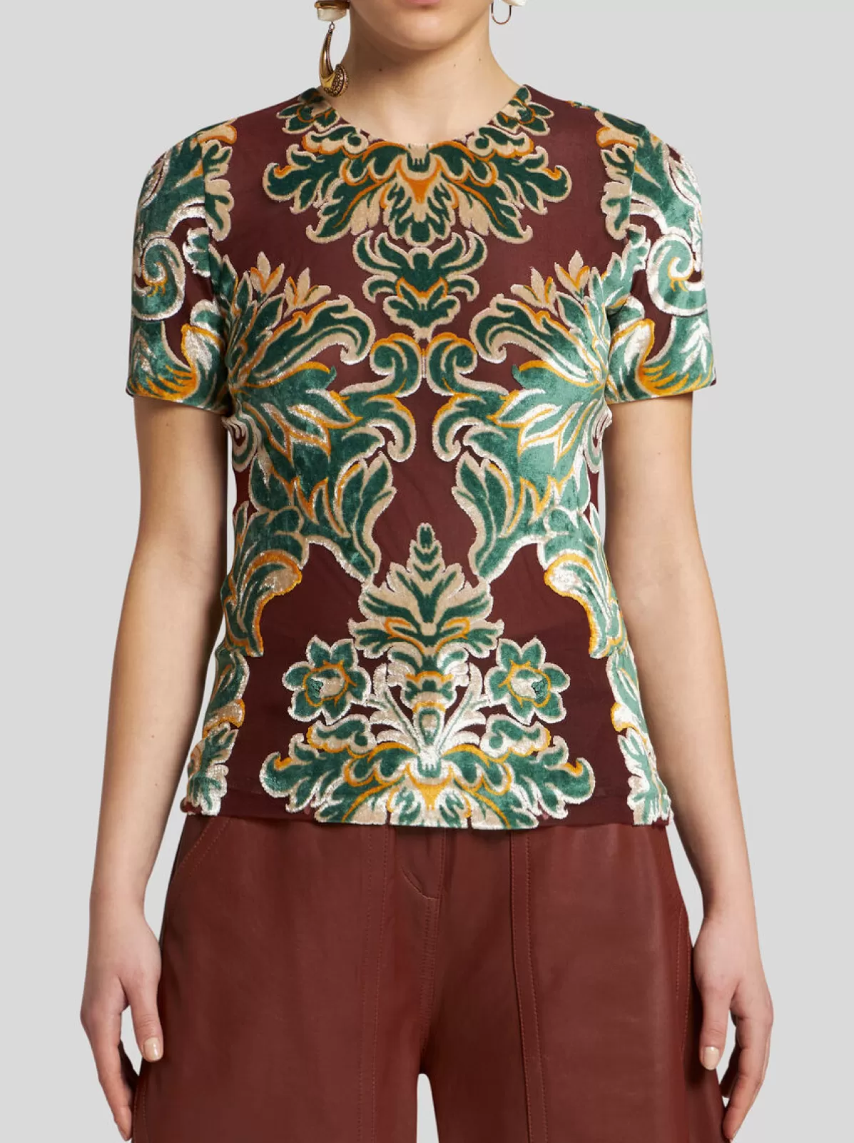 Donna Etro T-SHIRT IN TULLE JACQUARD DI VELLUTO |