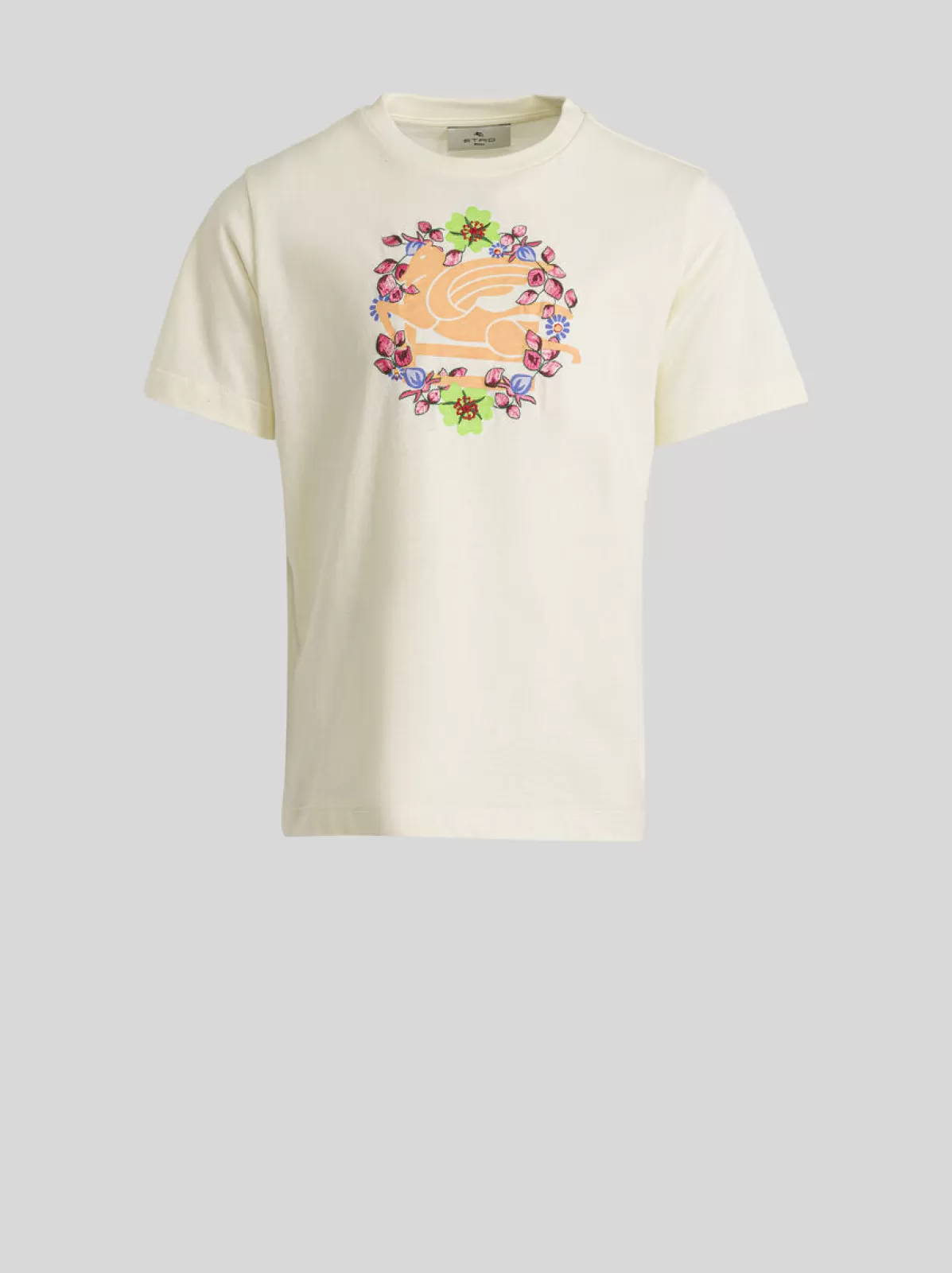 Bambino Etro T-SHIRTS CON GHIRLANDA FLOREALE RICAMATA E PEGASO PER BAMBINI |