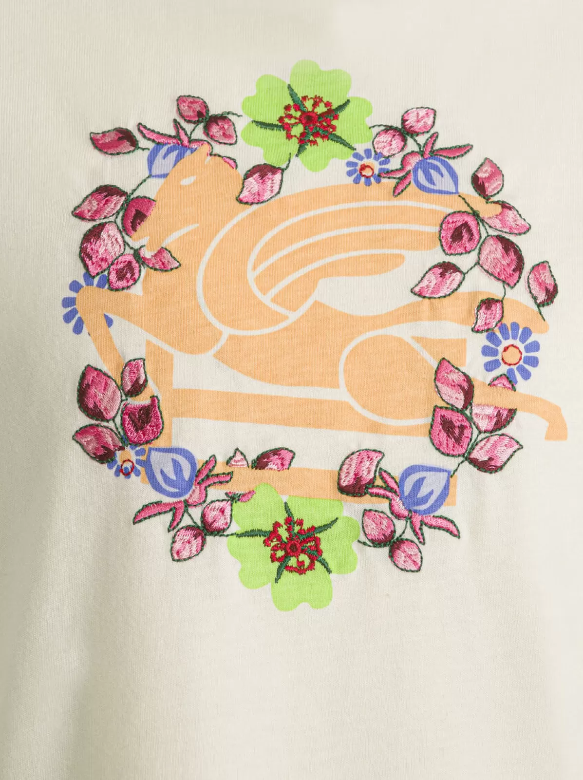 Bambino Etro T-SHIRTS CON GHIRLANDA FLOREALE RICAMATA E PEGASO PER BAMBINI |